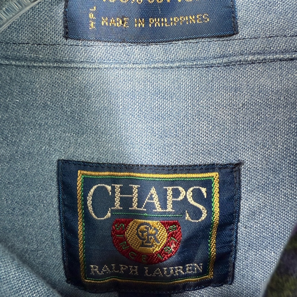 Vintage Chaps Ralph Lauren Blue Paisley‎ Button Down Shirt Men's Size Medium - Picture 8 of 8